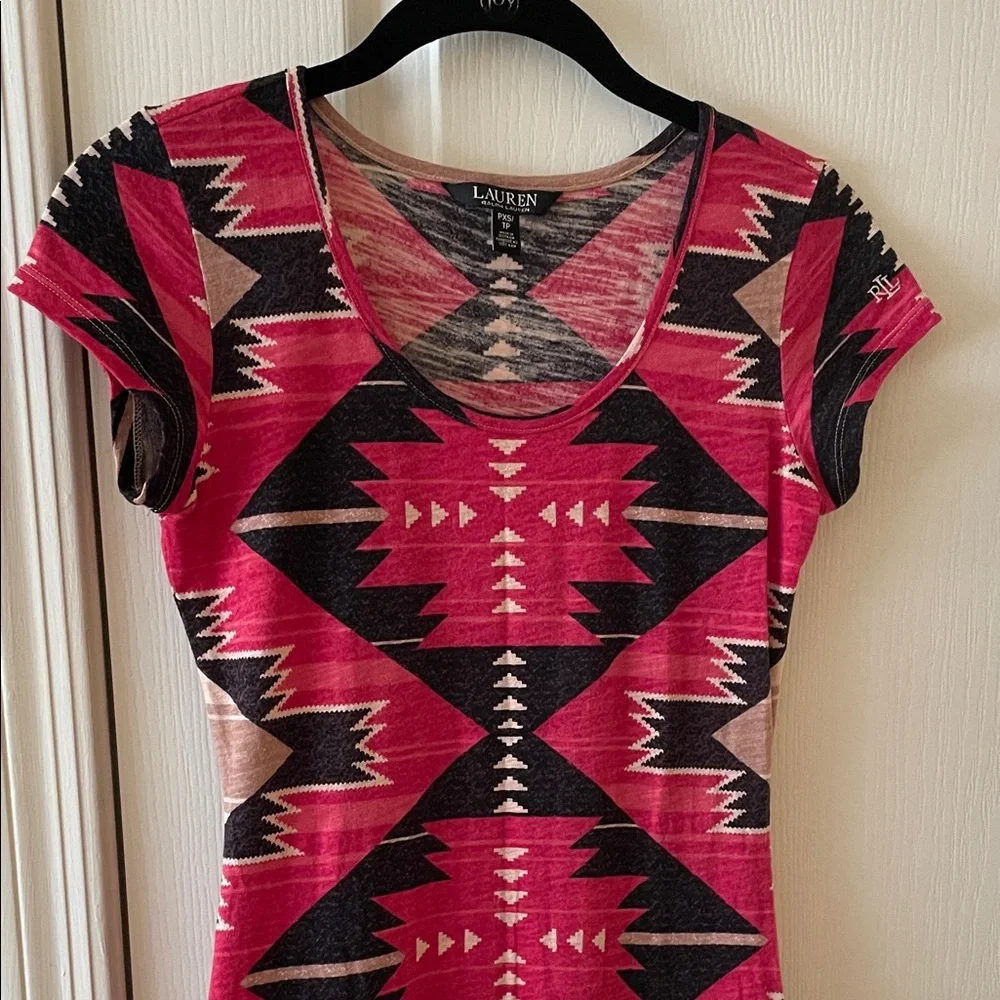 Ralph Lauren 100% cotton Red and Black Geometric Maxi Dress - Picture 8 of 13